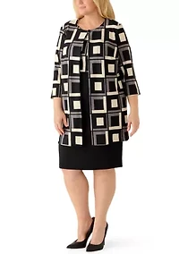 Plus Printed Scuba Knit Jacket Dress