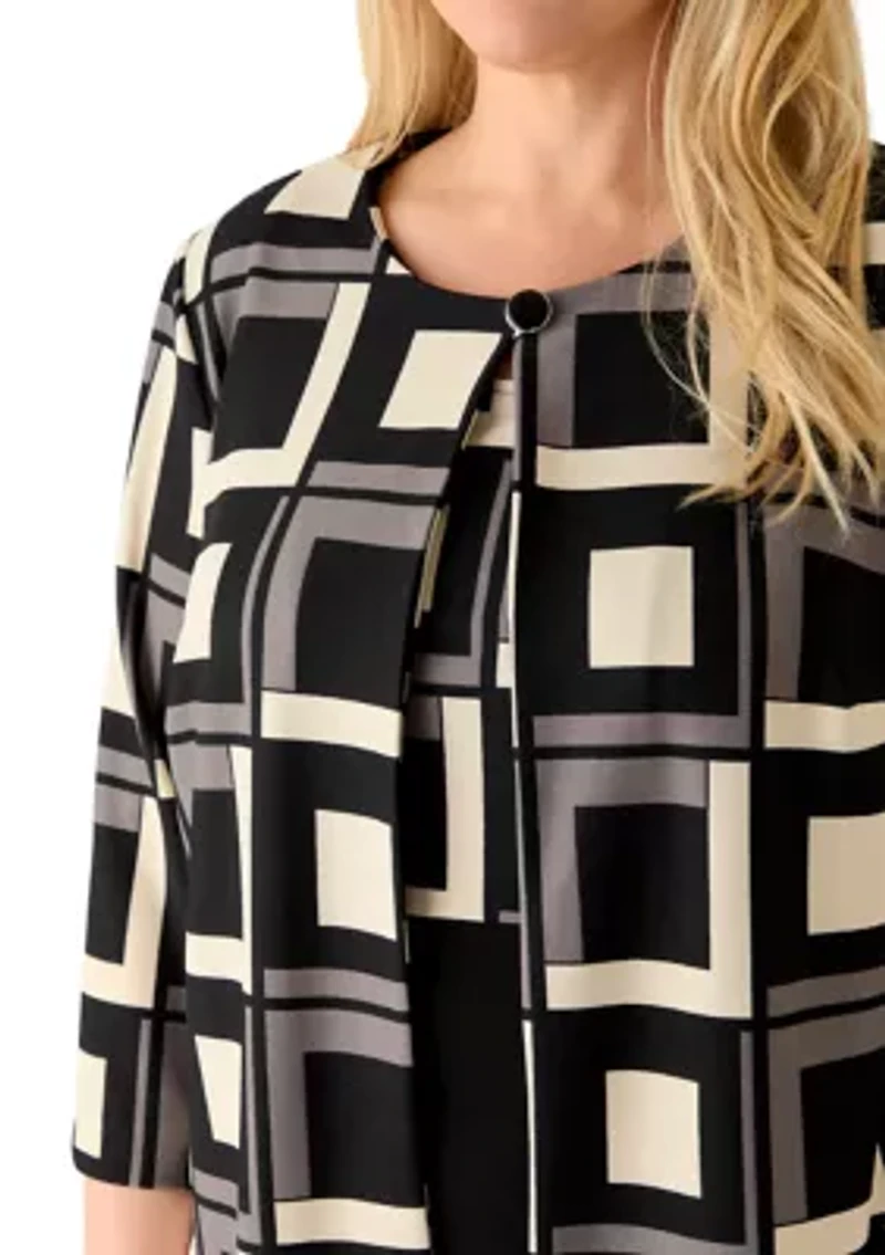 Plus Printed Scuba Knit Jacket Dress