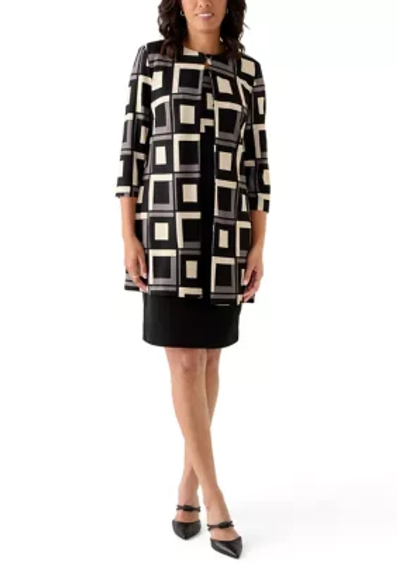Women's Long Sleeve Printed Jacket Dress