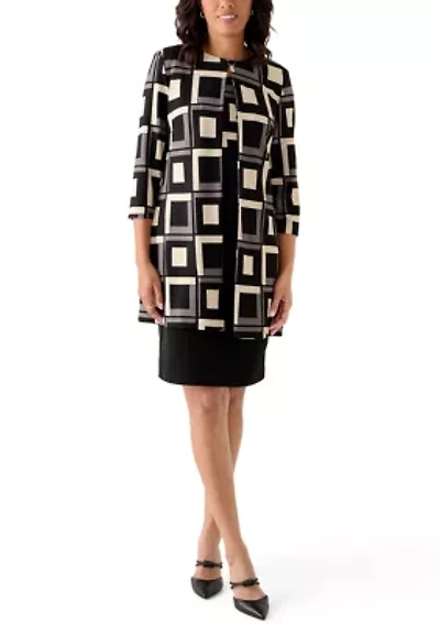 Women's Long Sleeve Printed Jacket Dress