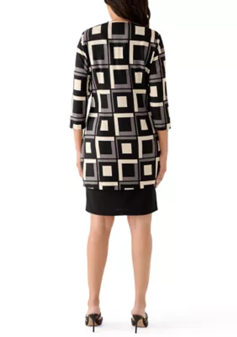 Women's Long Sleeve Printed Jacket Dress
