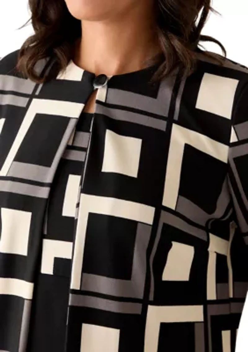 Women's Long Sleeve Printed Jacket Dress