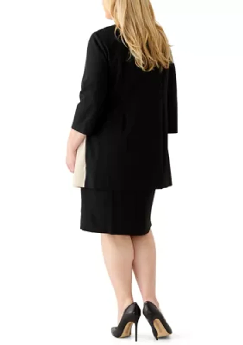 Plus Printed Scuba Knit Jacket Dress