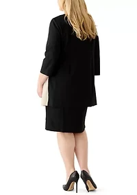 Plus Printed Scuba Knit Jacket Dress