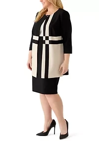 Plus Printed Scuba Knit Jacket Dress