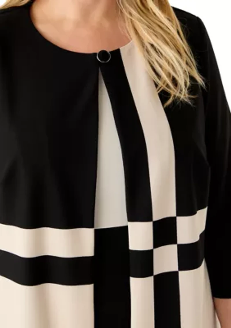 Plus Printed Scuba Knit Jacket Dress