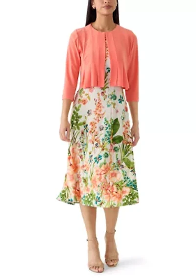Women's Floral Printed Dress with Jacket