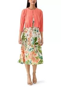 Women's Floral Printed Dress with Jacket