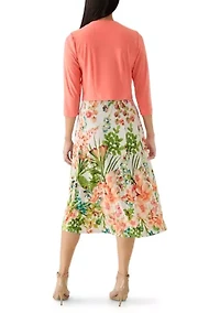 Women's Floral Printed Dress with Jacket