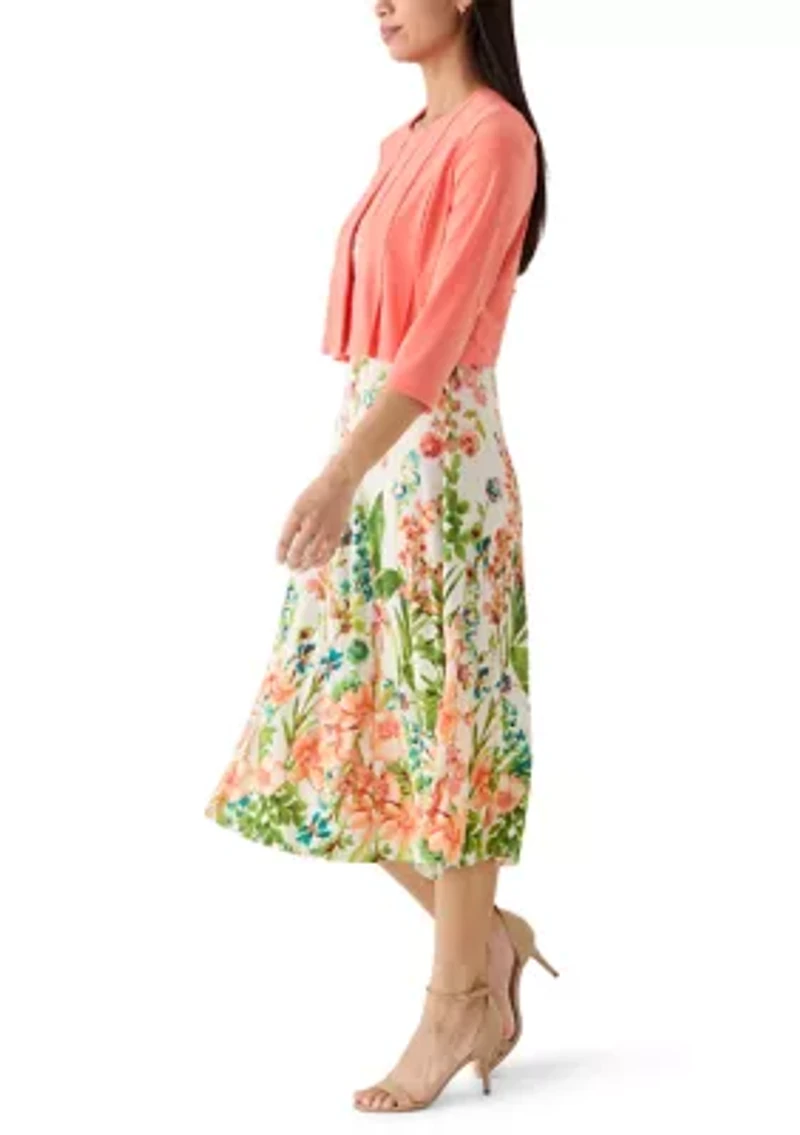 Women's Floral Printed Dress with Jacket