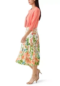 Women's Floral Printed Dress with Jacket