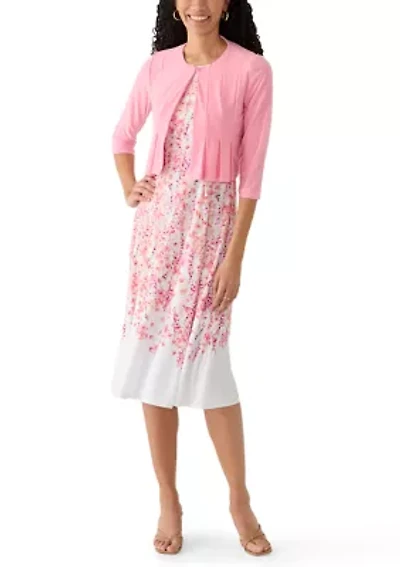 Women's Floral Print Dress and Jacket Set