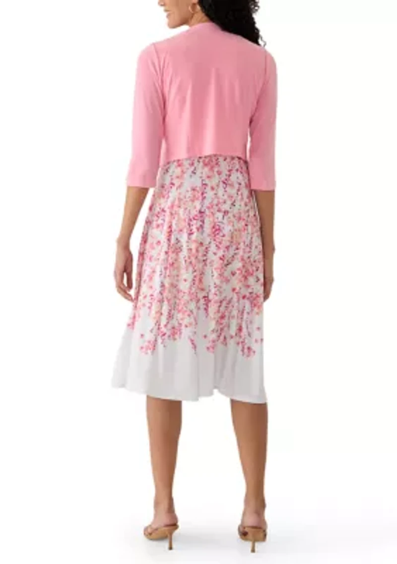 Women's Floral Print Dress and Jacket Set
