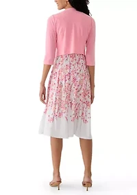 Women's Floral Print Dress and Jacket Set