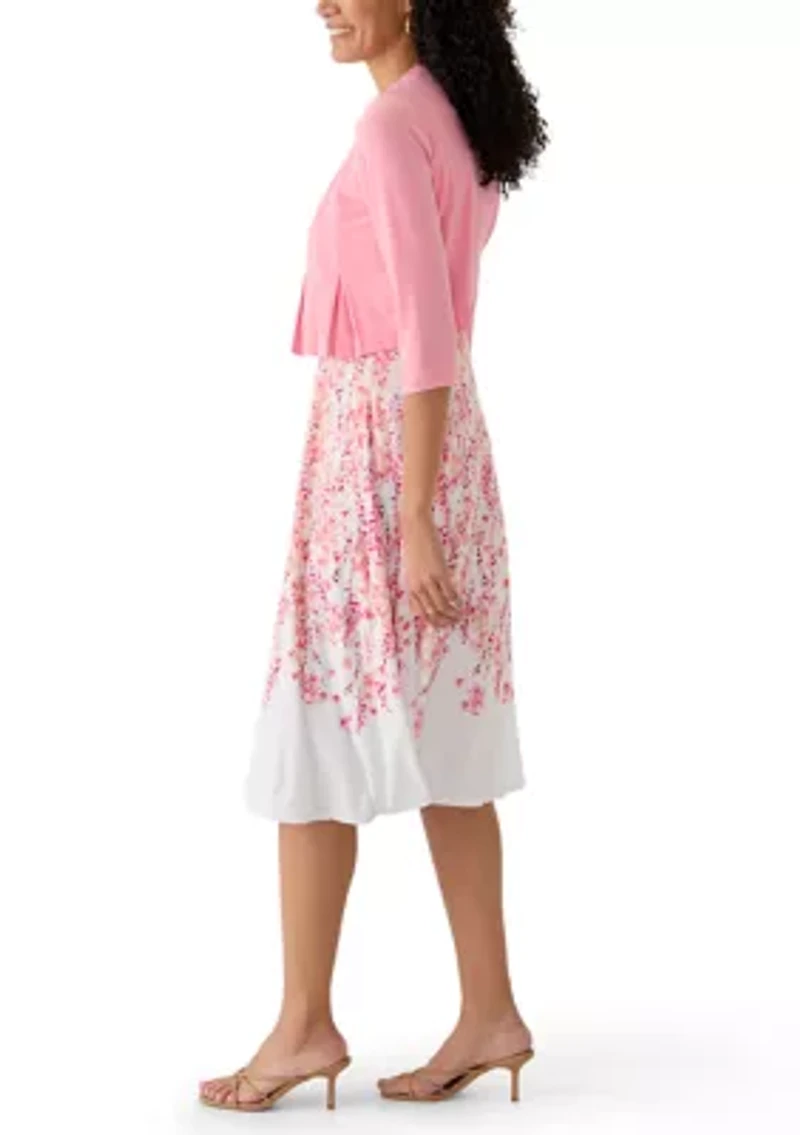 Women's Floral Print Dress and Jacket Set