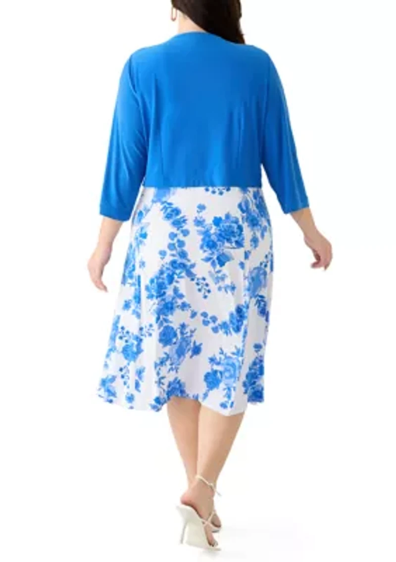 Plus 3/4 Sleeve Jacket and Dress Set