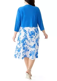 Plus 3/4 Sleeve Jacket and Dress Set