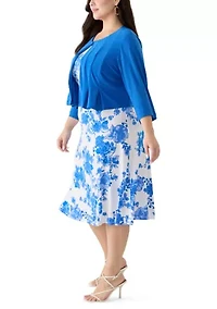 Plus 3/4 Sleeve Jacket and Dress Set