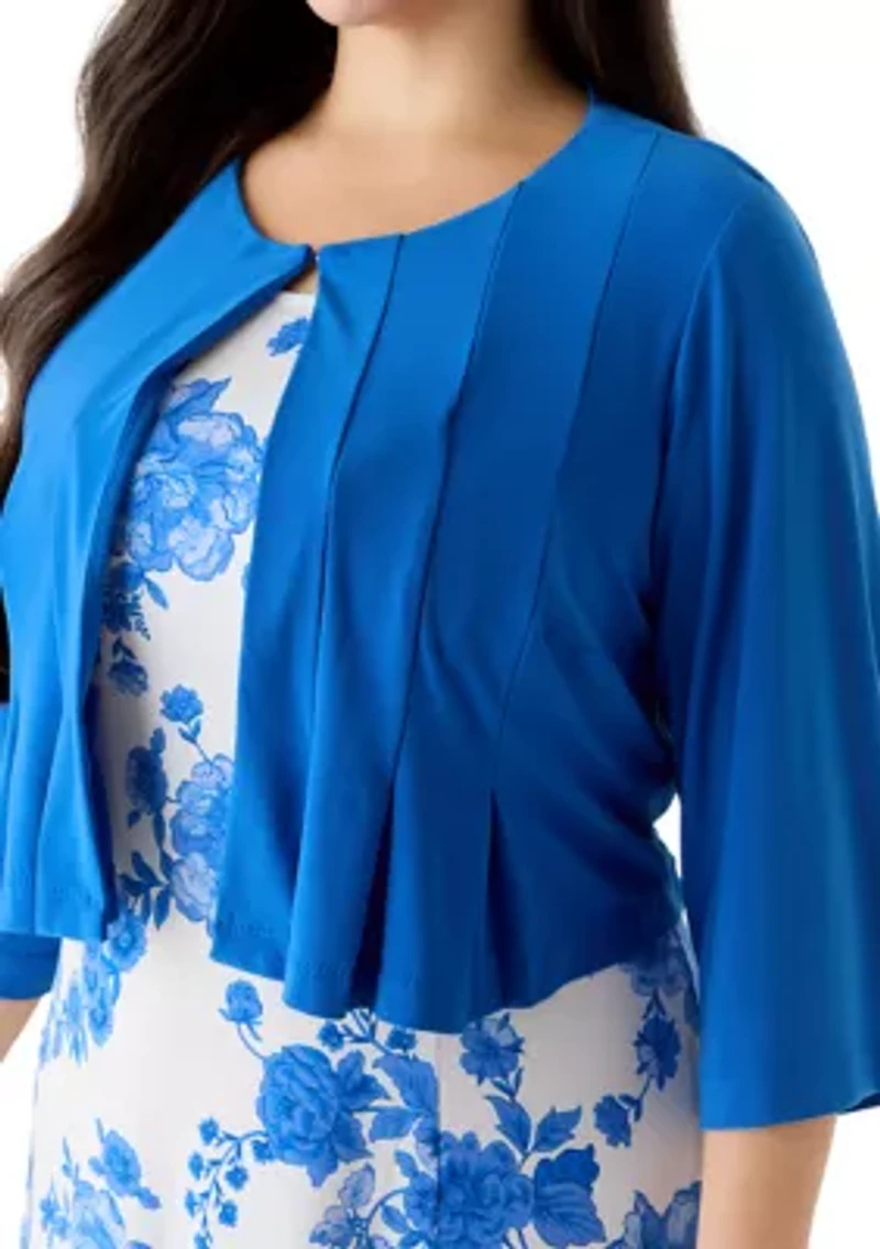 Plus 3/4 Sleeve Jacket and Dress Set