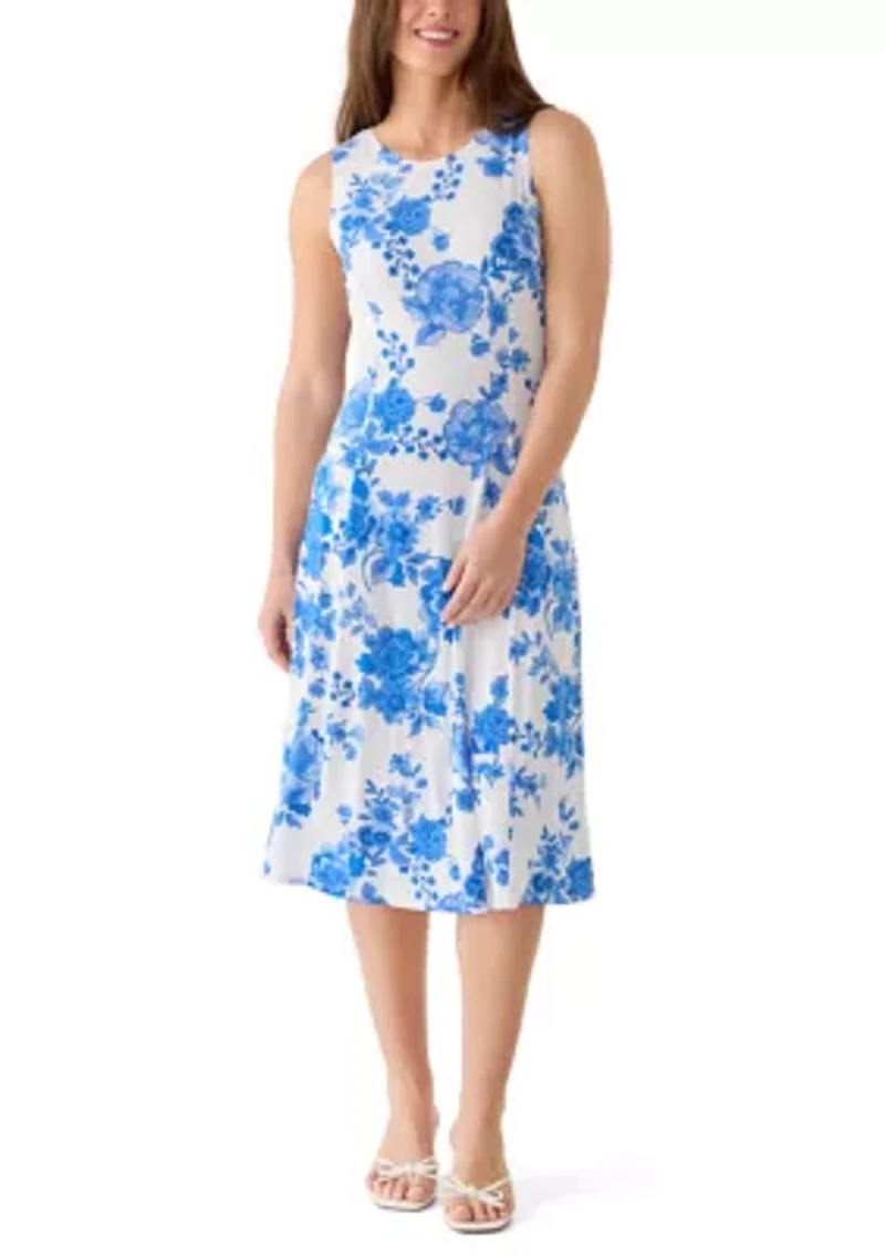 Women's Floral Printed Dress with Jacket Set