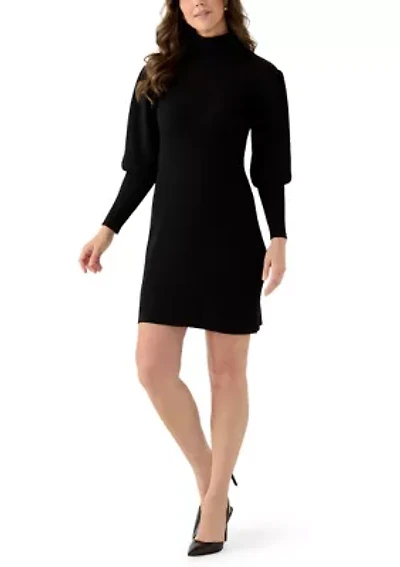 Women's Long Sleeve Mock Neck Slim Sweater Dress