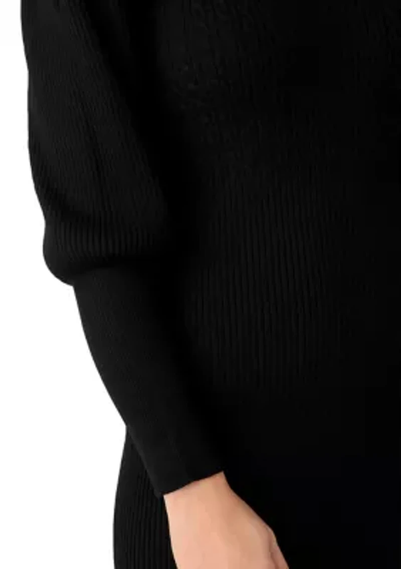 Women's Long Sleeve Mock Neck Slim Sweater Dress