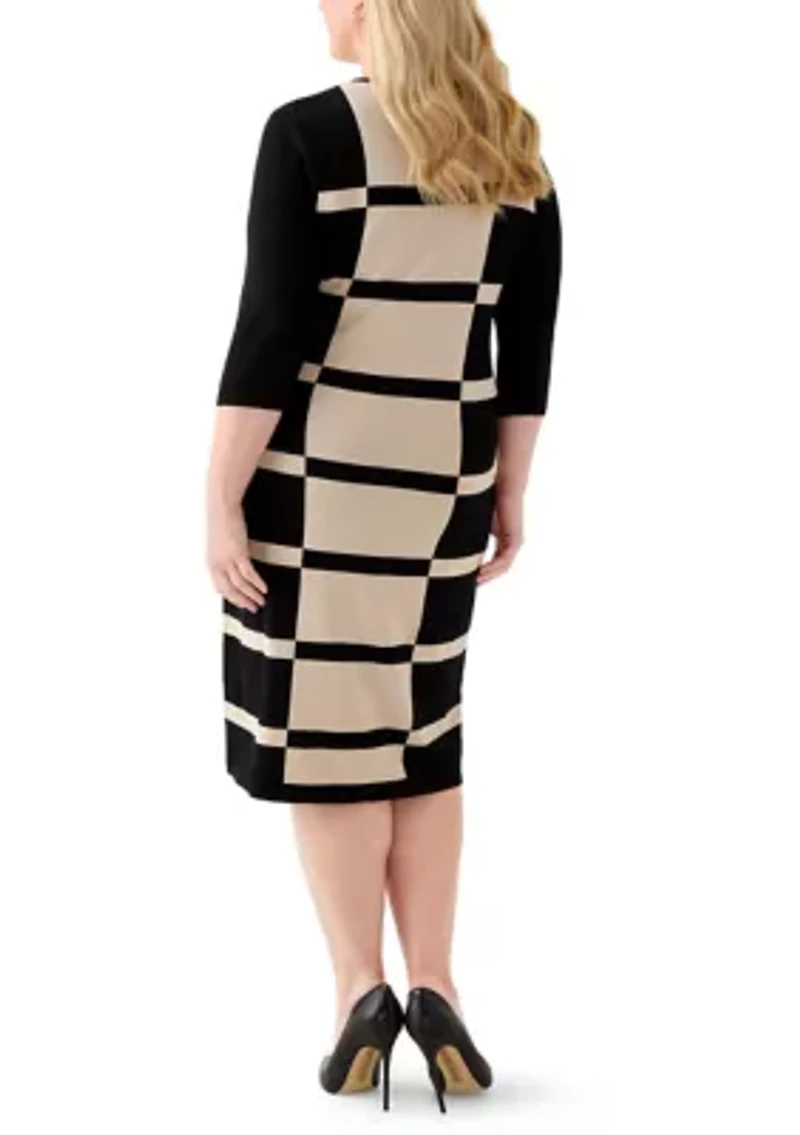 Plus Geo Print Sweater Sheath