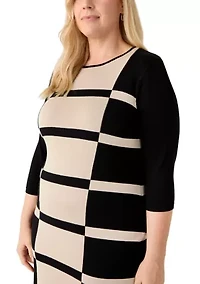 Plus Geo Print Sweater Sheath