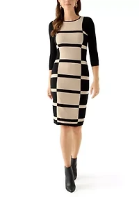 Women's Geo Print A-Line Sweater Dress