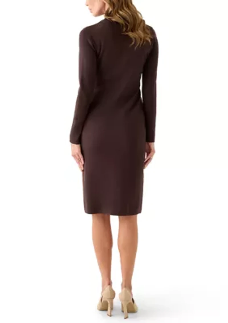 Women's Long Sleeve Mock Neck Geo Print Sweater Dress