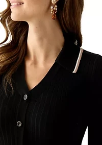 Women's Long Sleeve Johnny Collar Midi Dress