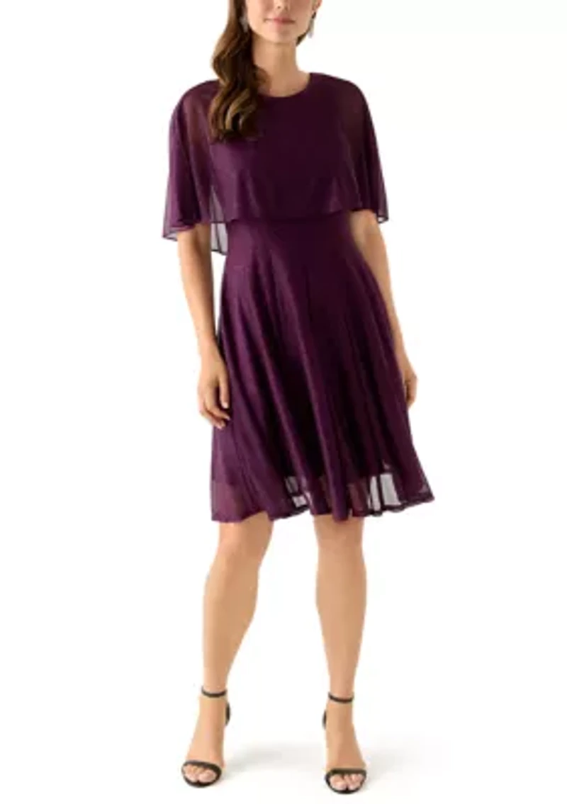Women's Short Sleeve Crew Neck Chiffon Cocktail Dress