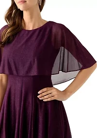 Women's Short Sleeve Crew Neck Chiffon Cocktail Dress