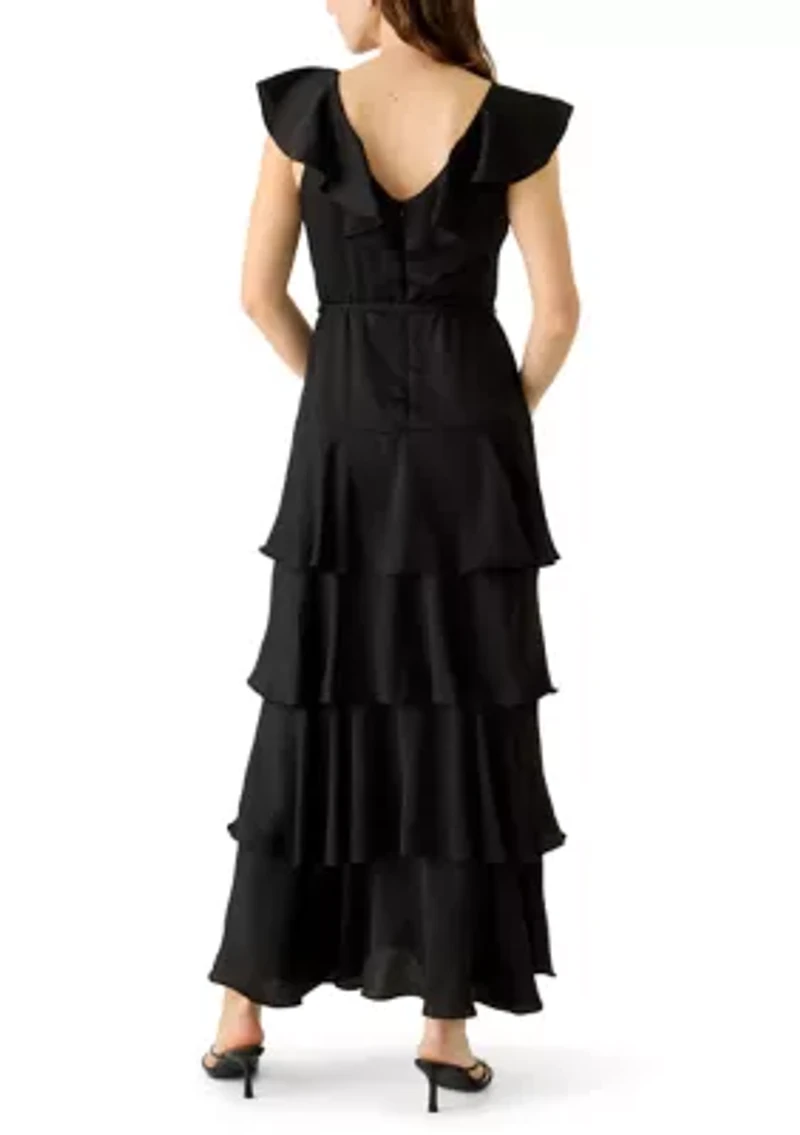 Women's V-Neck Tiered Ruffle Gown