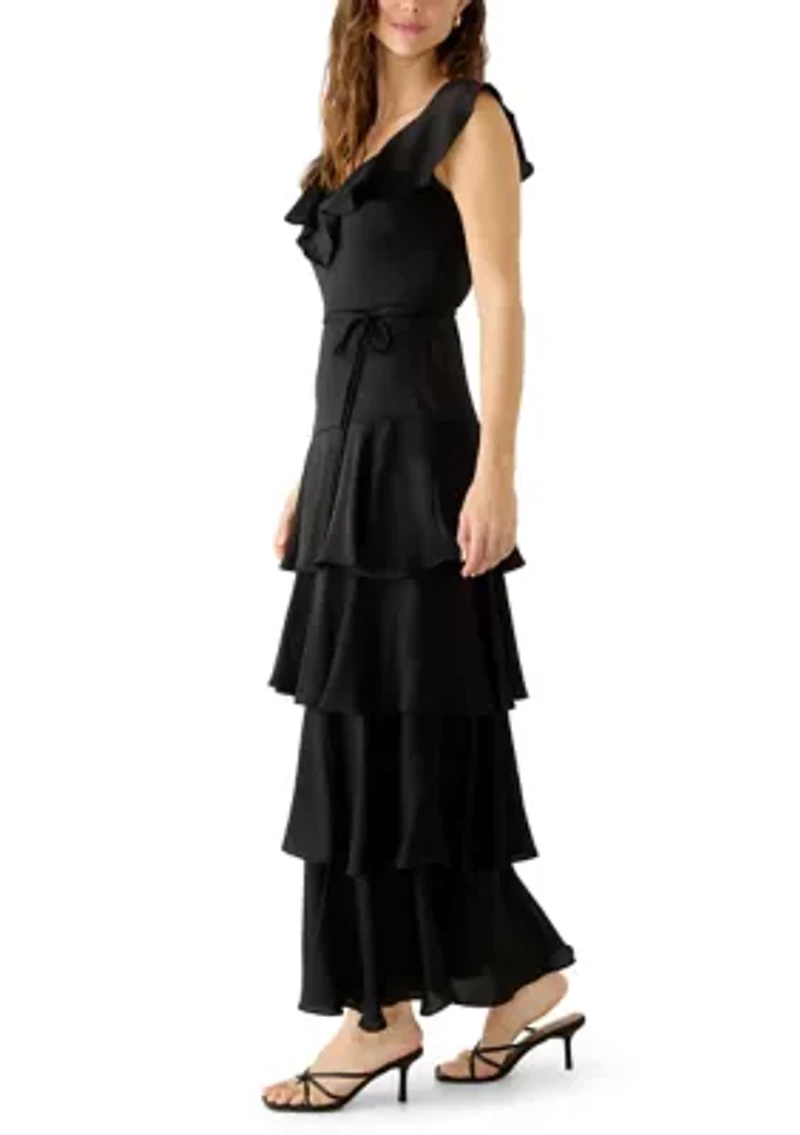 Women's V-Neck Tiered Ruffle Gown