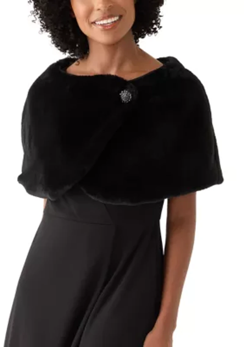 Women's Faux Fur Cape Topper