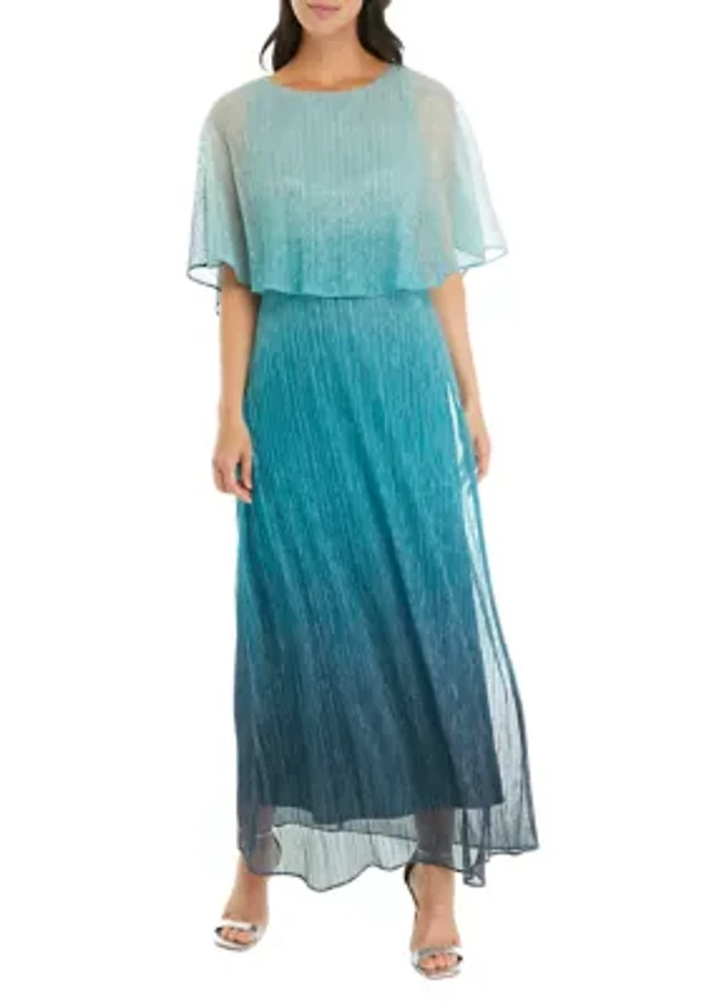 Gabby Skye Occasion Women's Short Sleeve Glitter Ombré Capelet Fit