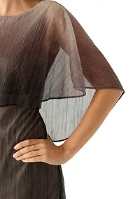 Women's Short Sleeve Glitter Ombré Capelet Fit and Flare Dress