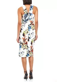 Women's Sleeveless Halter Scuba Sheath Dress