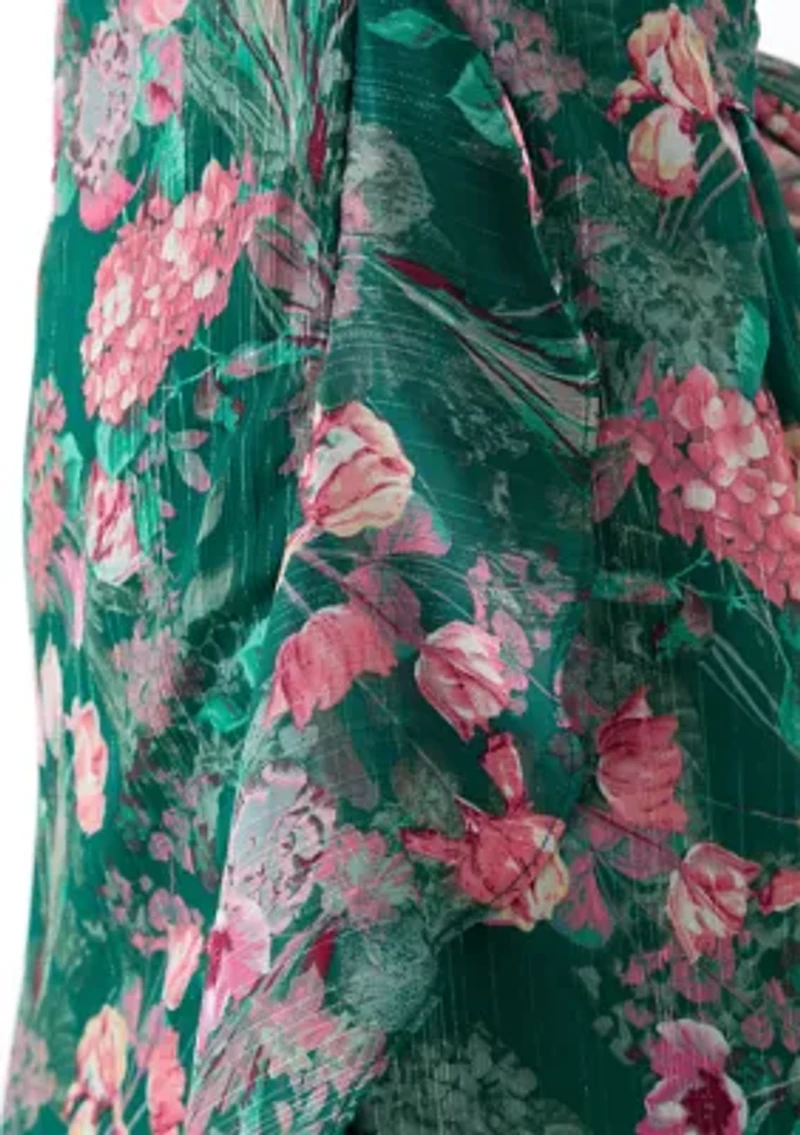 Women's Tie Waist Floral Chiffon Dress