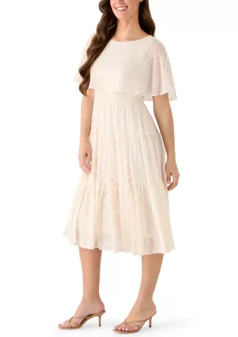 Women's Capelet Flowy Midi Dress