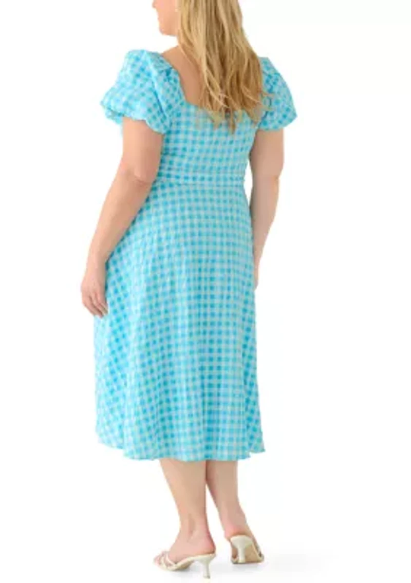 Plus Gingham Midi Dress