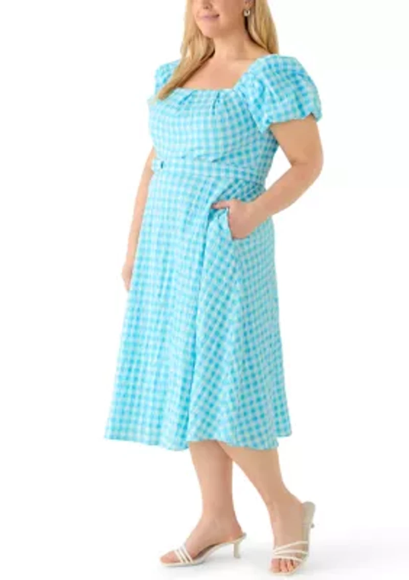 Plus Gingham Midi Dress