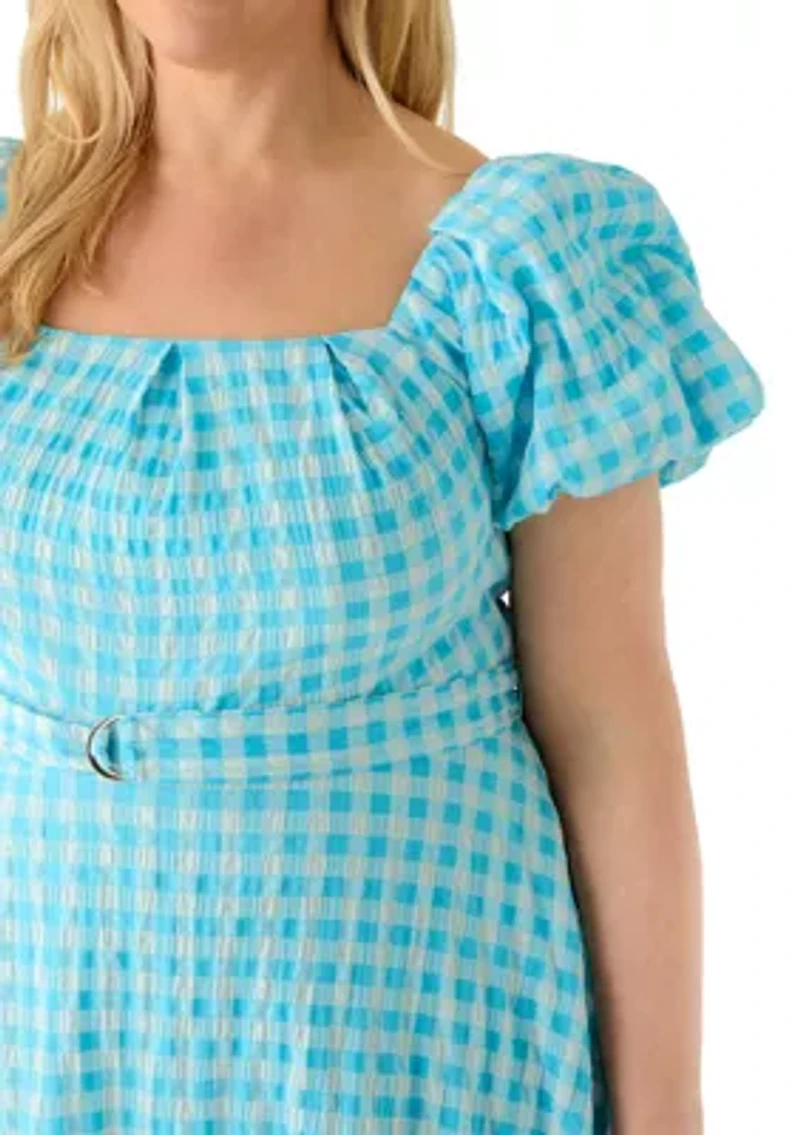 Plus Gingham Midi Dress