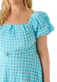 Plus Gingham Midi Dress
