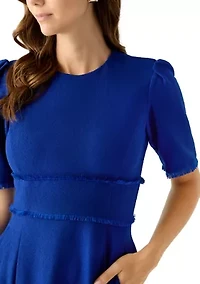 Women's Short Sleeve Fit and Flare Midi Dress