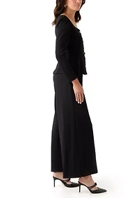 Women's Long Sleeve Crew Neck Crepe Jumpsuit