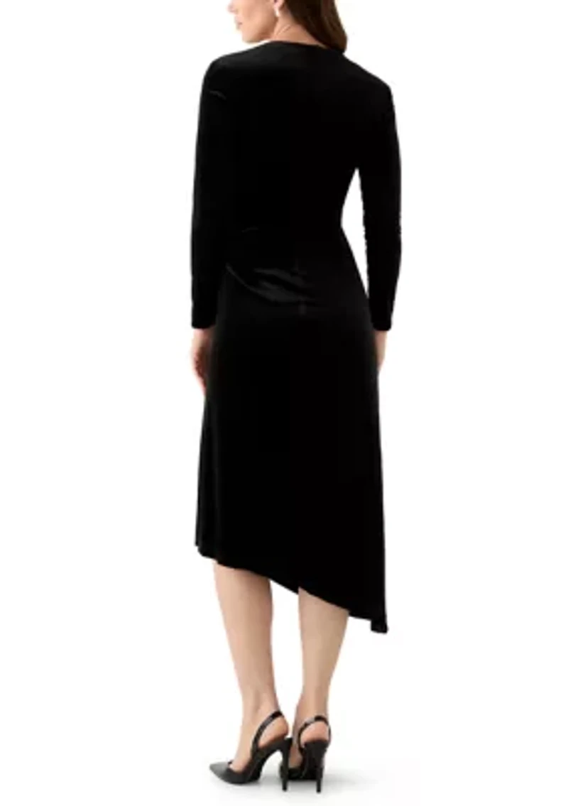 Women's Long Sleeve Mock Neck Ruched Sheath Dress
