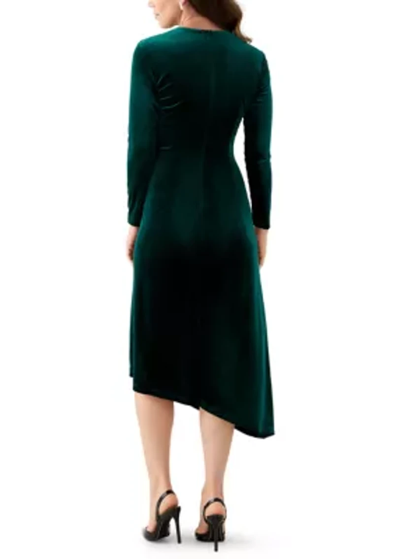 Women's Long Sleeve Mock Neck Ruched Sheath Dress