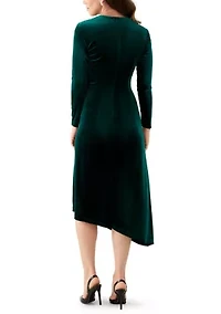 Women's Long Sleeve Mock Neck Ruched Sheath Dress